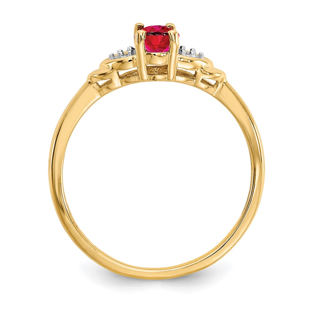 14K Gelbgold Rubin und Diamant Ring