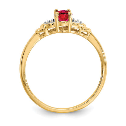 14K Gelbgold Rubin und Diamant Ring