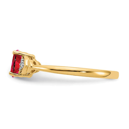 14K Gelbgold Rubin und Diamant Ring