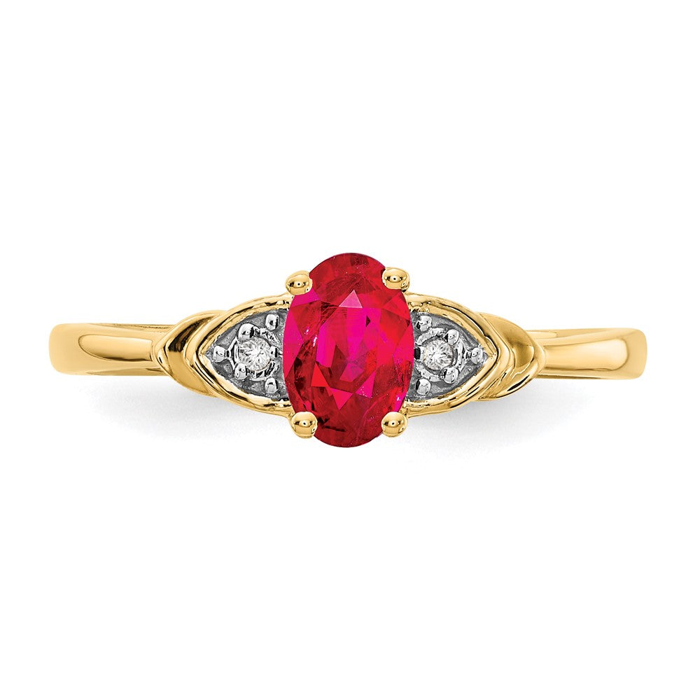 14K Gelbgold Rubin und Diamant Ring