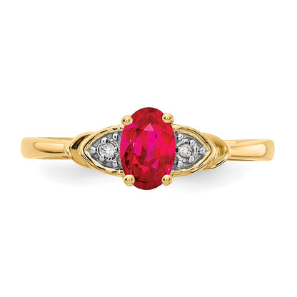 14K Gelbgold Rubin und Diamant Ring