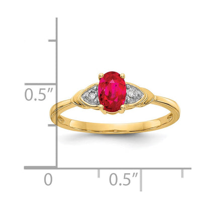 14K Gelbgold Rubin und Diamant Ring