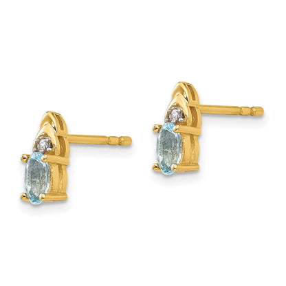 14K Gold Diamant- und Aquamarin-Ohrringe