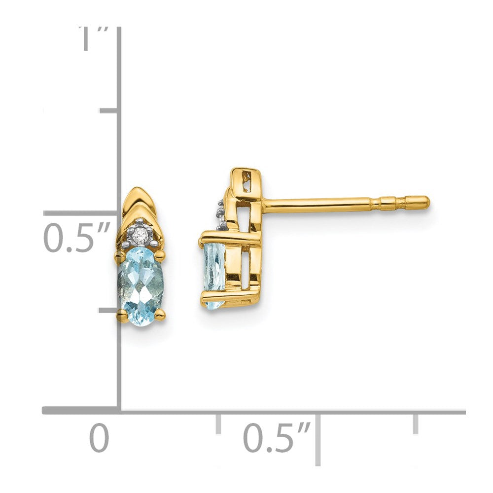 14K Gold Diamant- und Aquamarin-Ohrringe