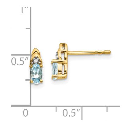 14K Gold Diamant- und Aquamarin-Ohrringe