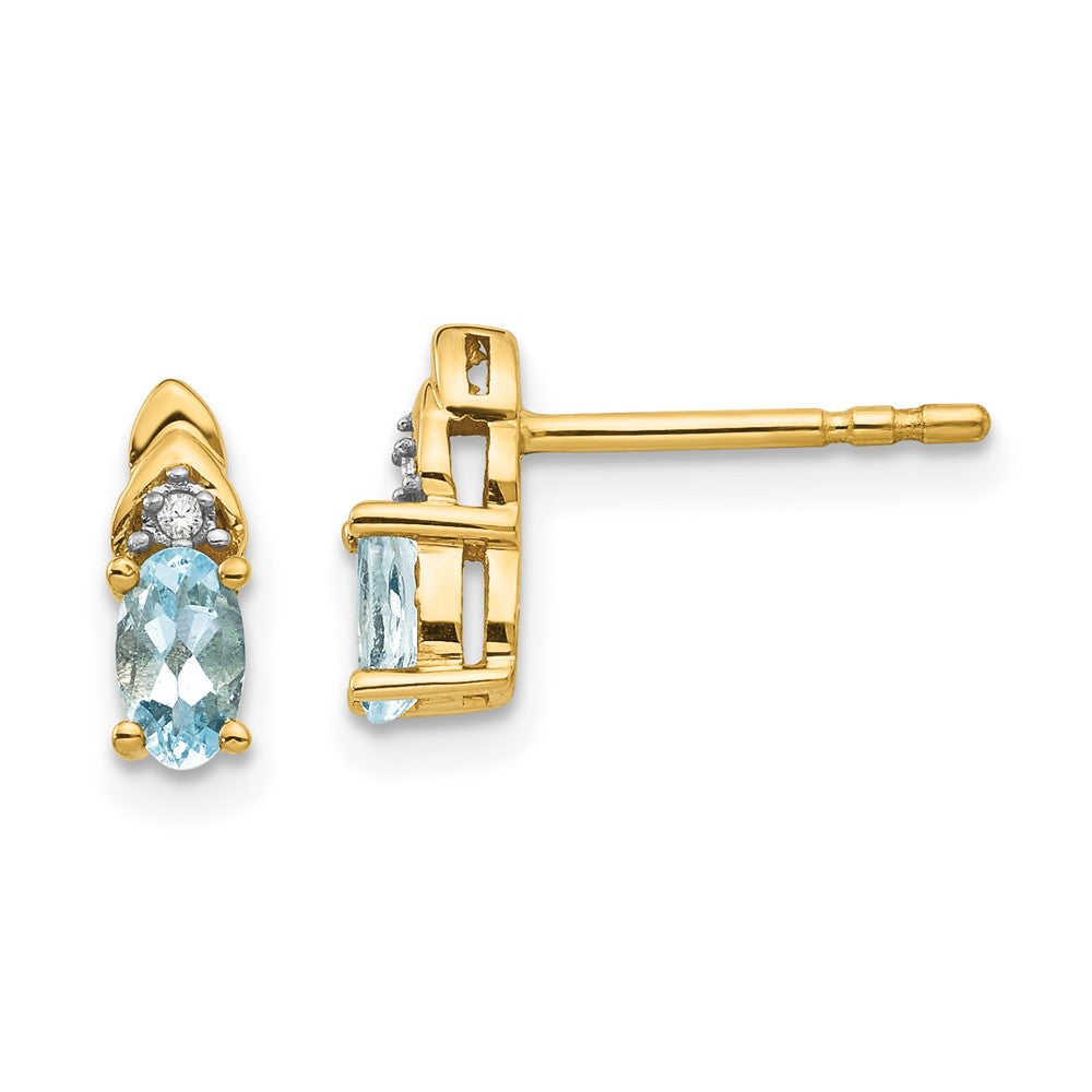 14K Gold Diamant- und Aquamarin-Ohrringe