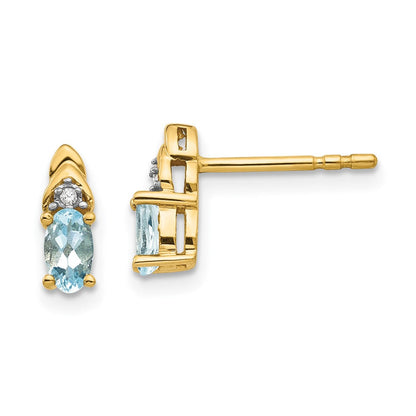 14K Gold Diamant- und Aquamarin-Ohrringe