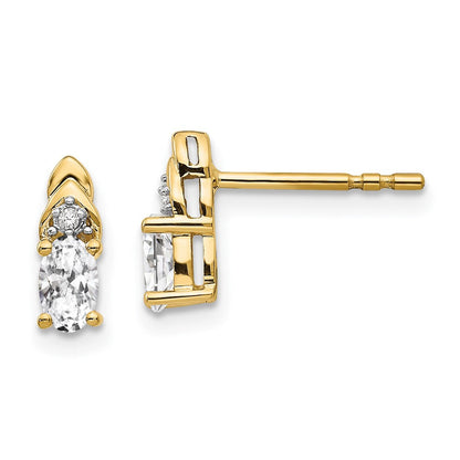 14K Ohrringe mit Diamanten und Weißtopas