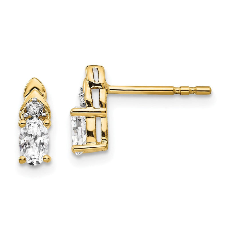14K Gelbgold Ohrringe mit Diamant und Weißtopas