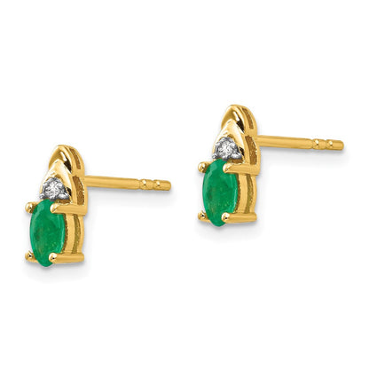 14K Gelbgold Ohrringe mit Smaragd und Diamant