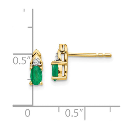 14K Gelbgold Ohrringe mit Smaragd und Diamant