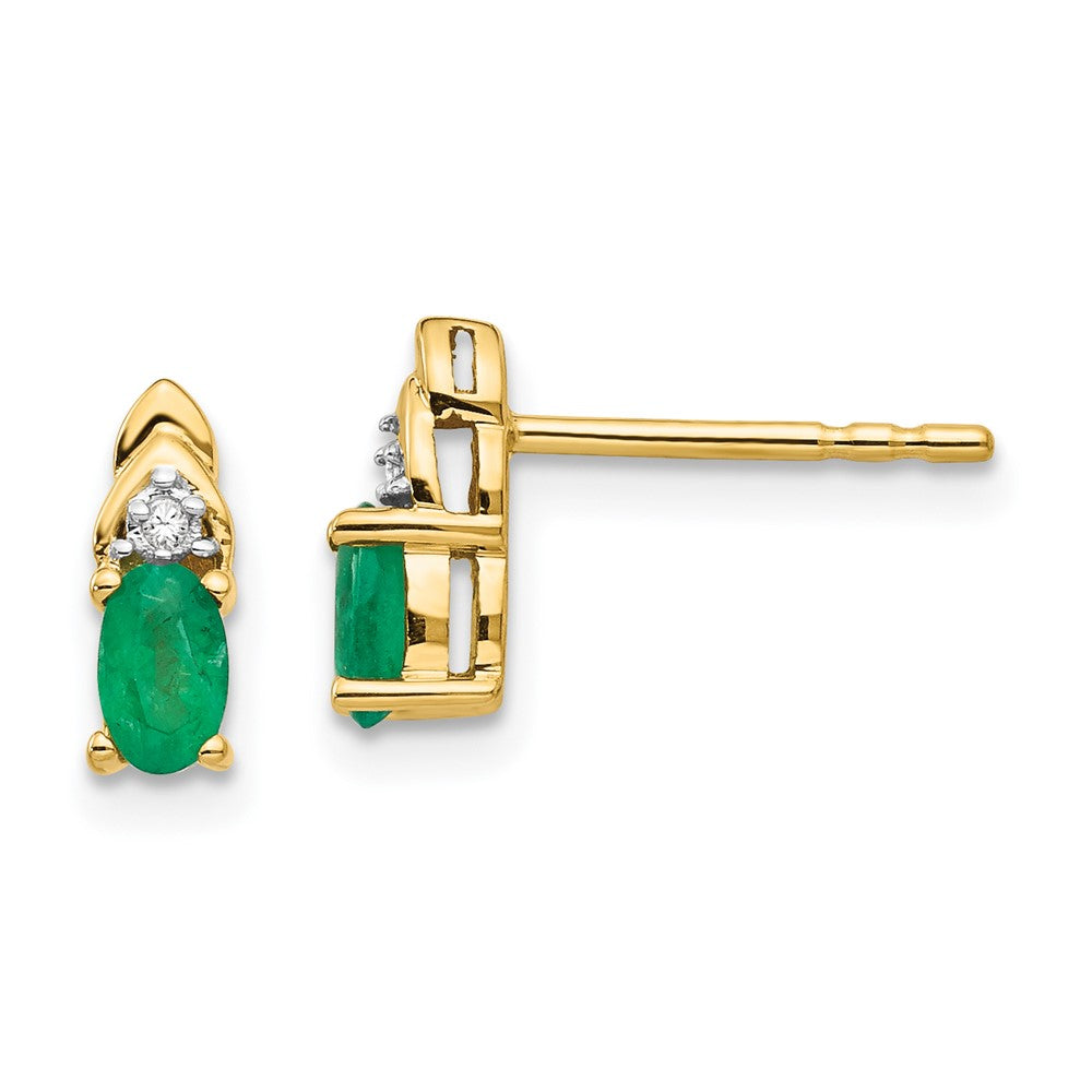 14K Gelbgold Ohrringe mit Smaragd und Diamant