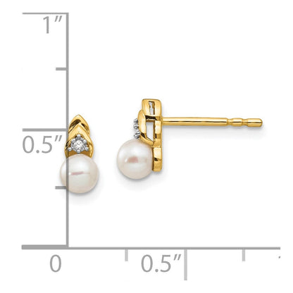 14K Gelbgold Fw Zuchtperle und Diamant Ohrringe