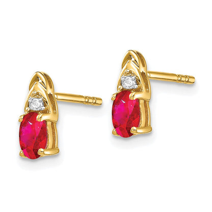 14K Gold Ohrringe mit Diamant und Rubin