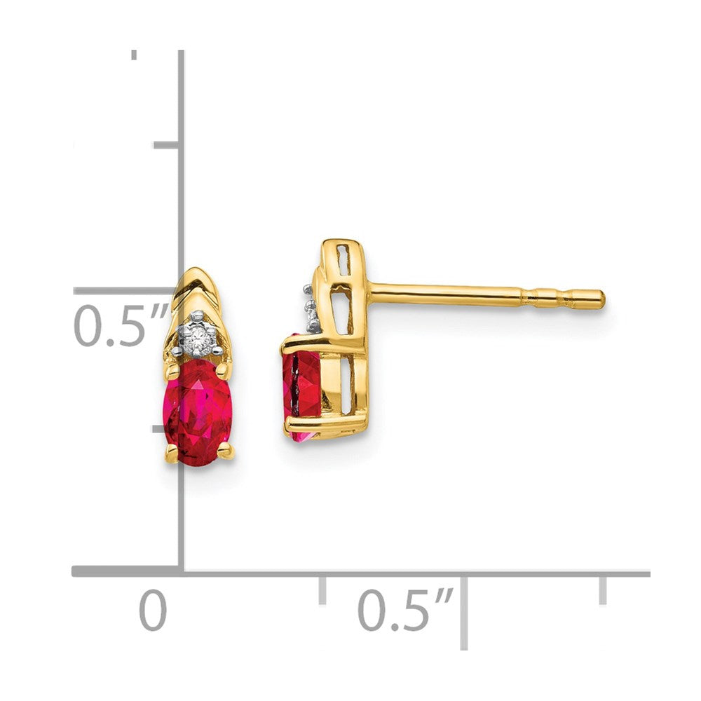 14K Gold Ohrringe mit Diamant und Rubin