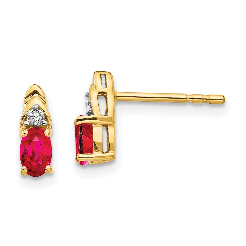 14K Gold Ohrringe mit Diamant und Rubin