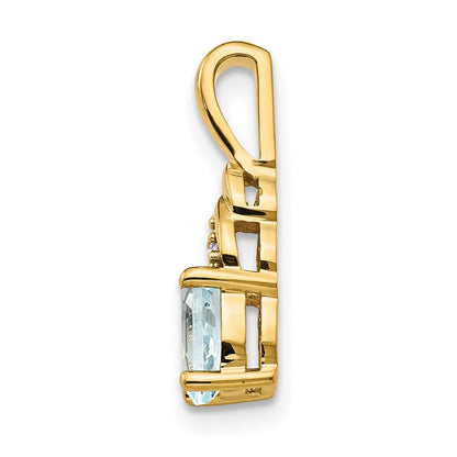 14K Gold Anhänger mit Diamant und Aquamarin