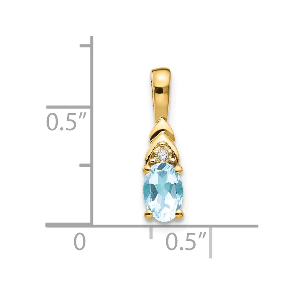 14K Gold Anhänger mit Diamant und Aquamarin