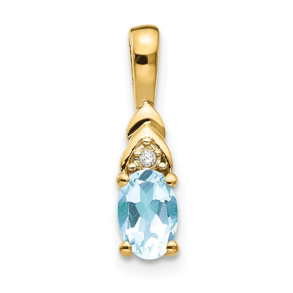 14K Gold Anhänger mit Diamant und Aquamarin