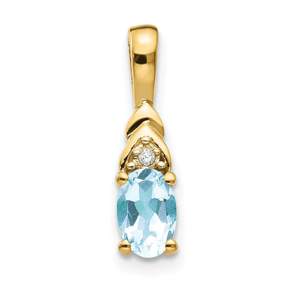 14K Gold Anhänger mit Diamant und Aquamarin