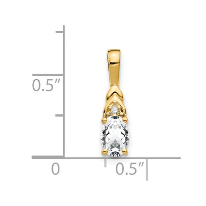 14K Gold Anhänger mit Diamant und Weißtopas