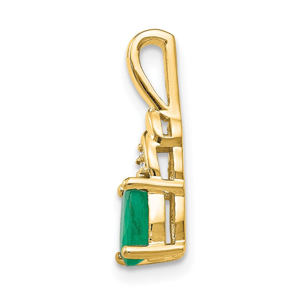 14K Gelbgold Smaragd- und Diamant-Anhänger
