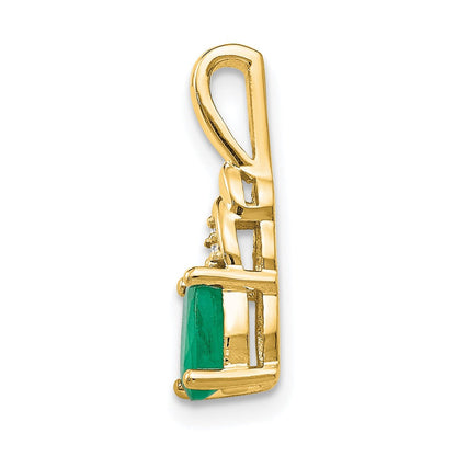 14K Gelbgold Smaragd- und Diamant-Anhänger