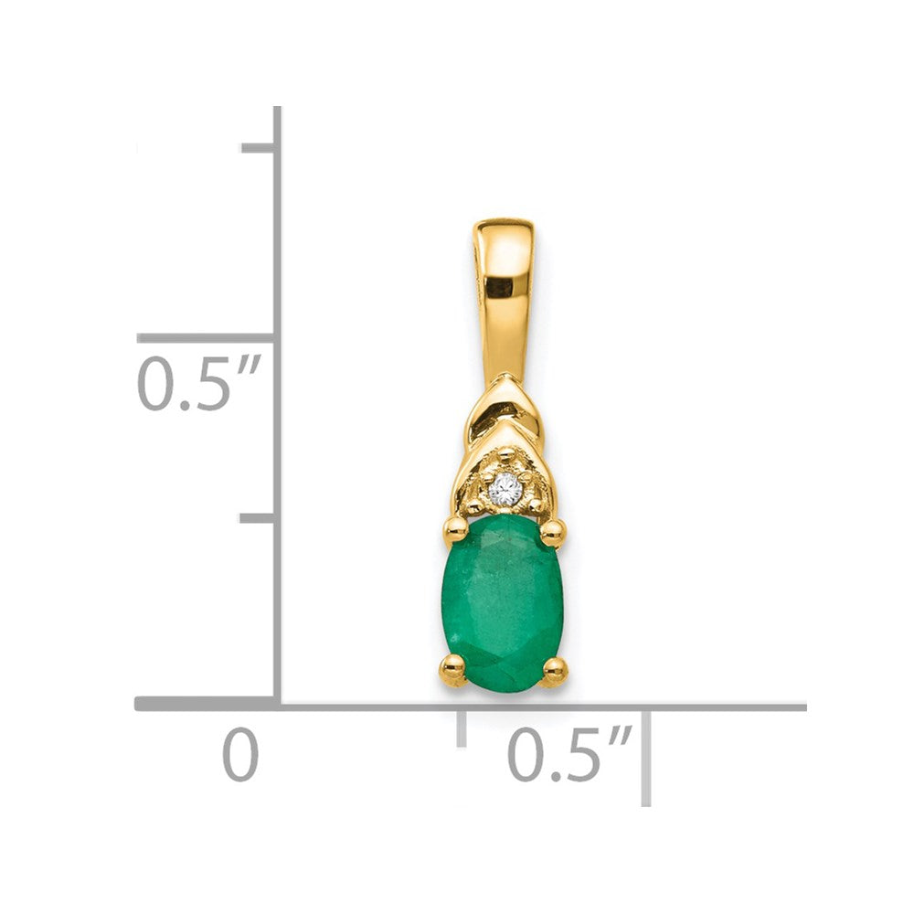 14K Gelbgold Smaragd- und Diamant-Anhänger