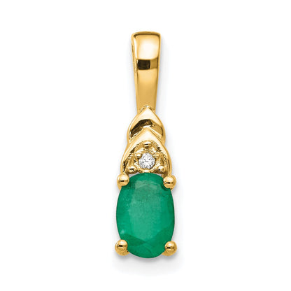 14K Gelbgold Smaragd- und Diamant-Anhänger