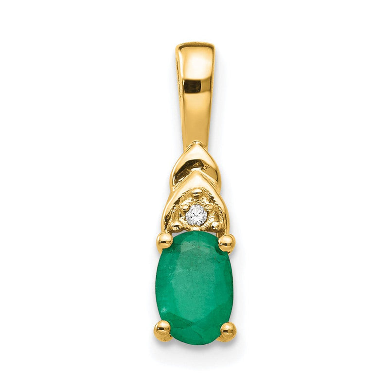 14K Gelbgold Smaragd- und Diamant-Anhänger