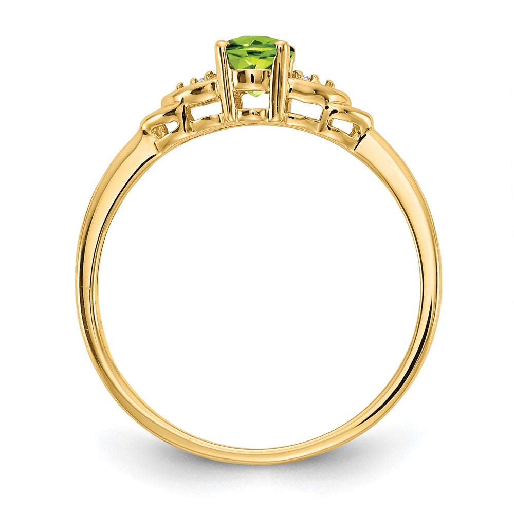 14K Gelbgold Ring mit Peridot und echten Diamanten