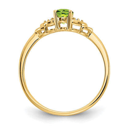 14K Gelbgold Ring mit Peridot und echten Diamanten