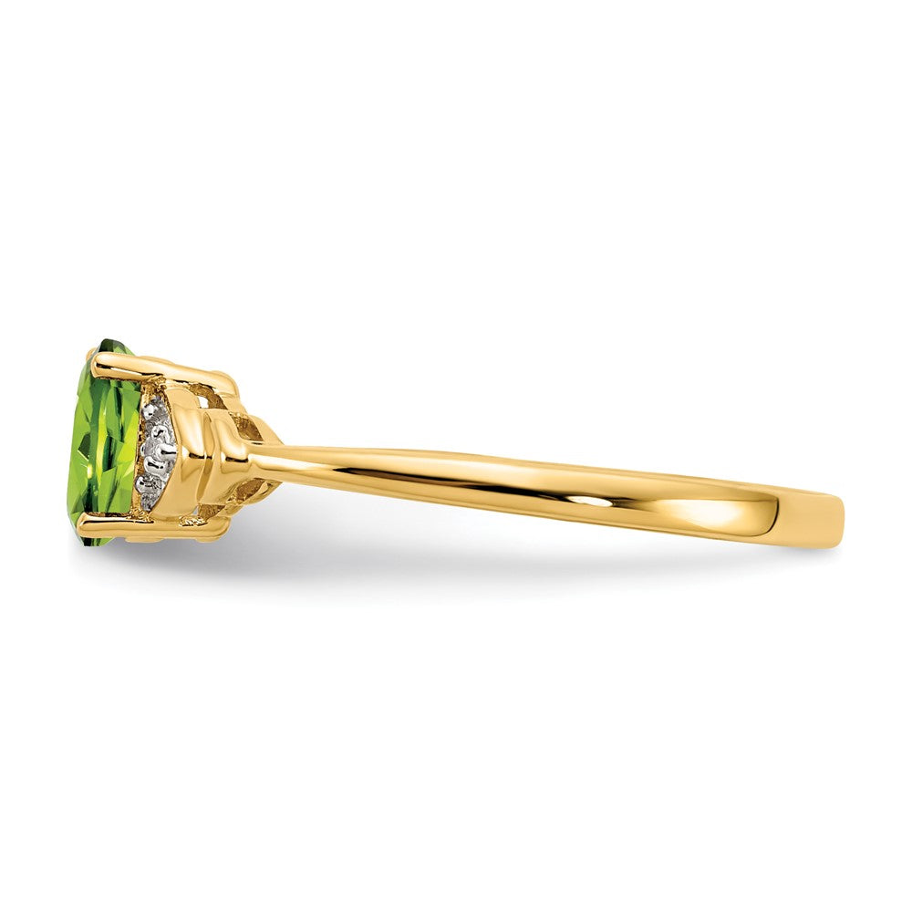 14K Gelbgold Ring mit Peridot und echten Diamanten