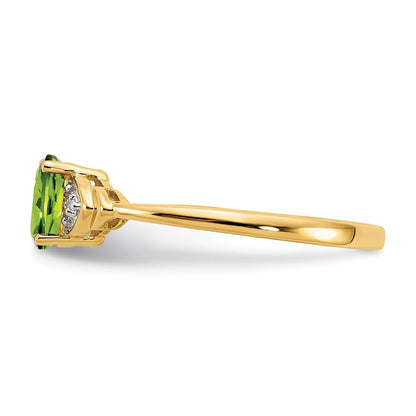 14K Gelbgold Ring mit Peridot und echten Diamanten