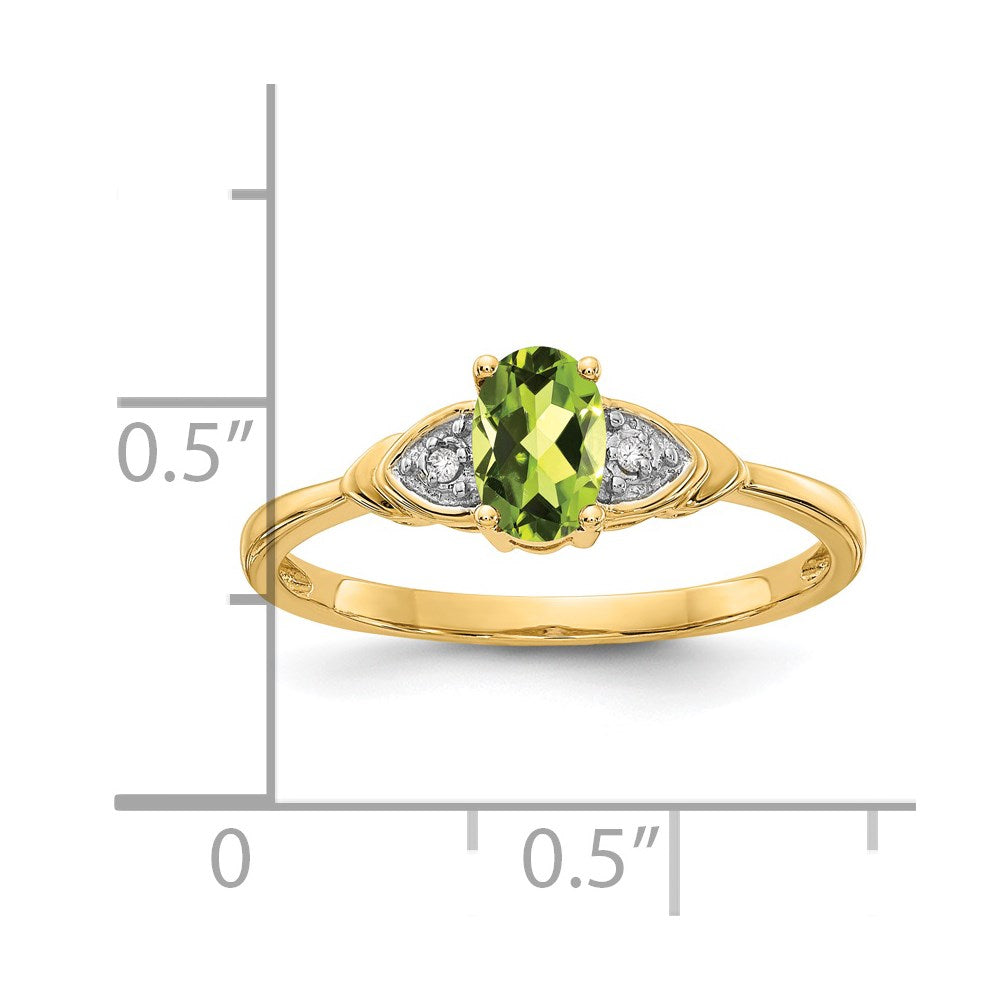 14K Gelbgold Ring mit Peridot und echten Diamanten