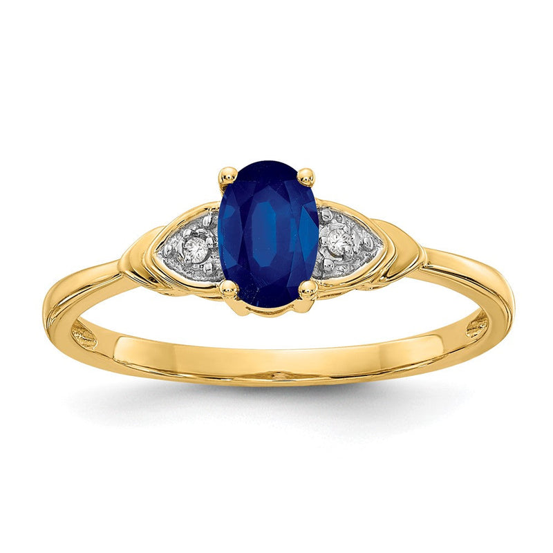 14K Gelbgold Ring mit Saphir und Diamant
