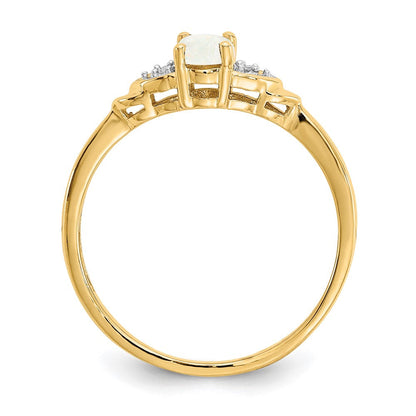 14K Gelbgold Opal und Diamant Ring