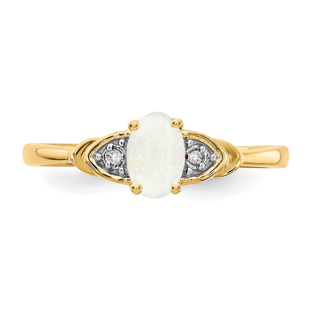 14K Gelbgold Opal und Diamant Ring