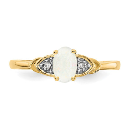 14K Gelbgold Opal und Diamant Ring