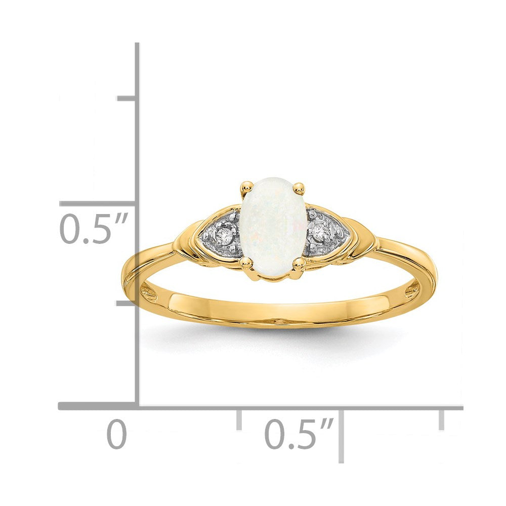 14K Gelbgold Opal und Diamant Ring