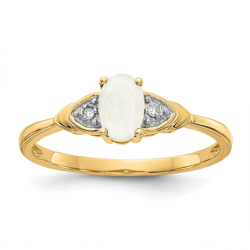 14K Gelbgold Opal und Diamant Ring