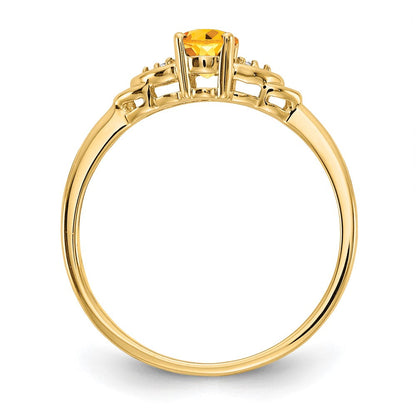14K Gelbgold Citrin und Diamant Ring