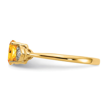 14K Gelbgold Citrin und Diamant Ring
