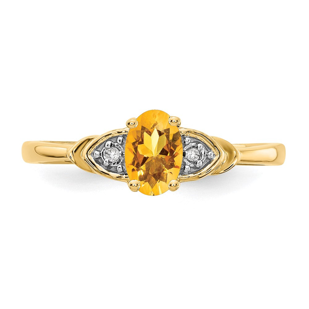 14K Gelbgold Citrin und Diamant Ring