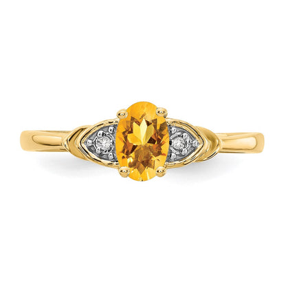 14K Gelbgold Citrin und Diamant Ring