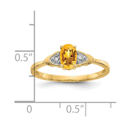 14K Gelbgold Citrin und Diamant Ring