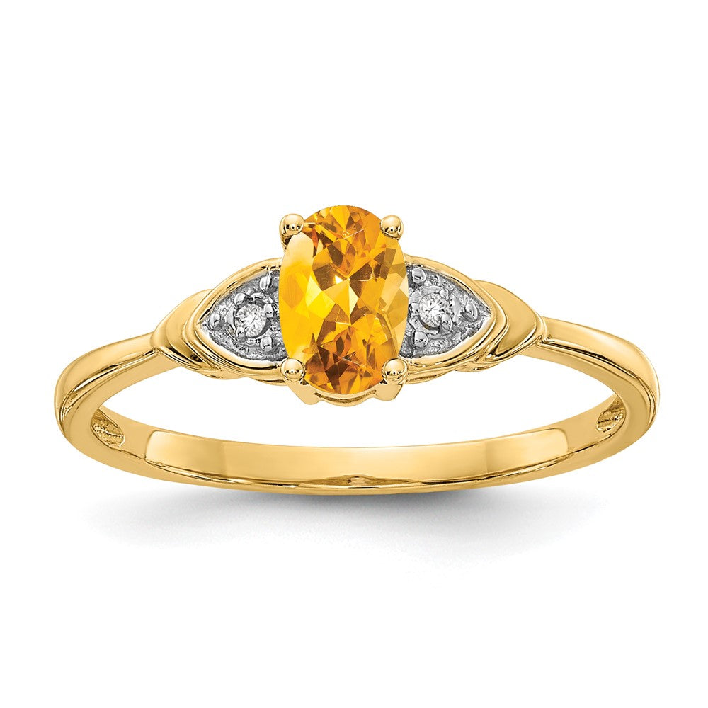 14K Gelbgold Citrin und Diamant Ring