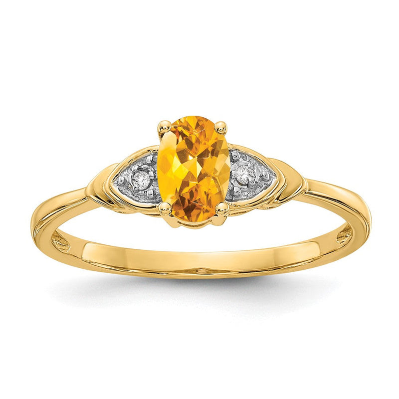 14K Gelbgold Ring mit Citrin und Diamant