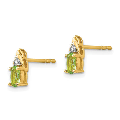 14K Gelbgold Diamant- und Peridot-Ohrringe