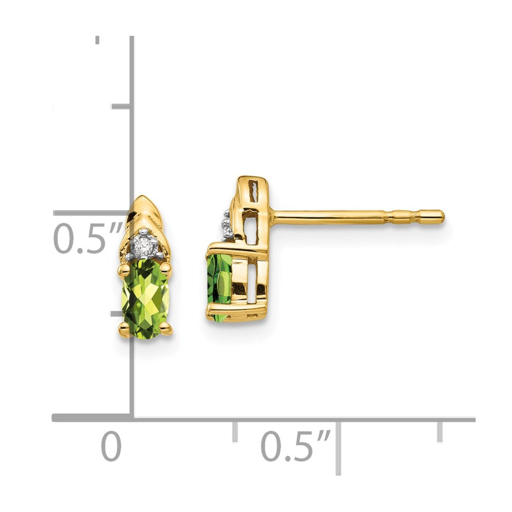 14K Gelbgold Diamant- und Peridot-Ohrringe